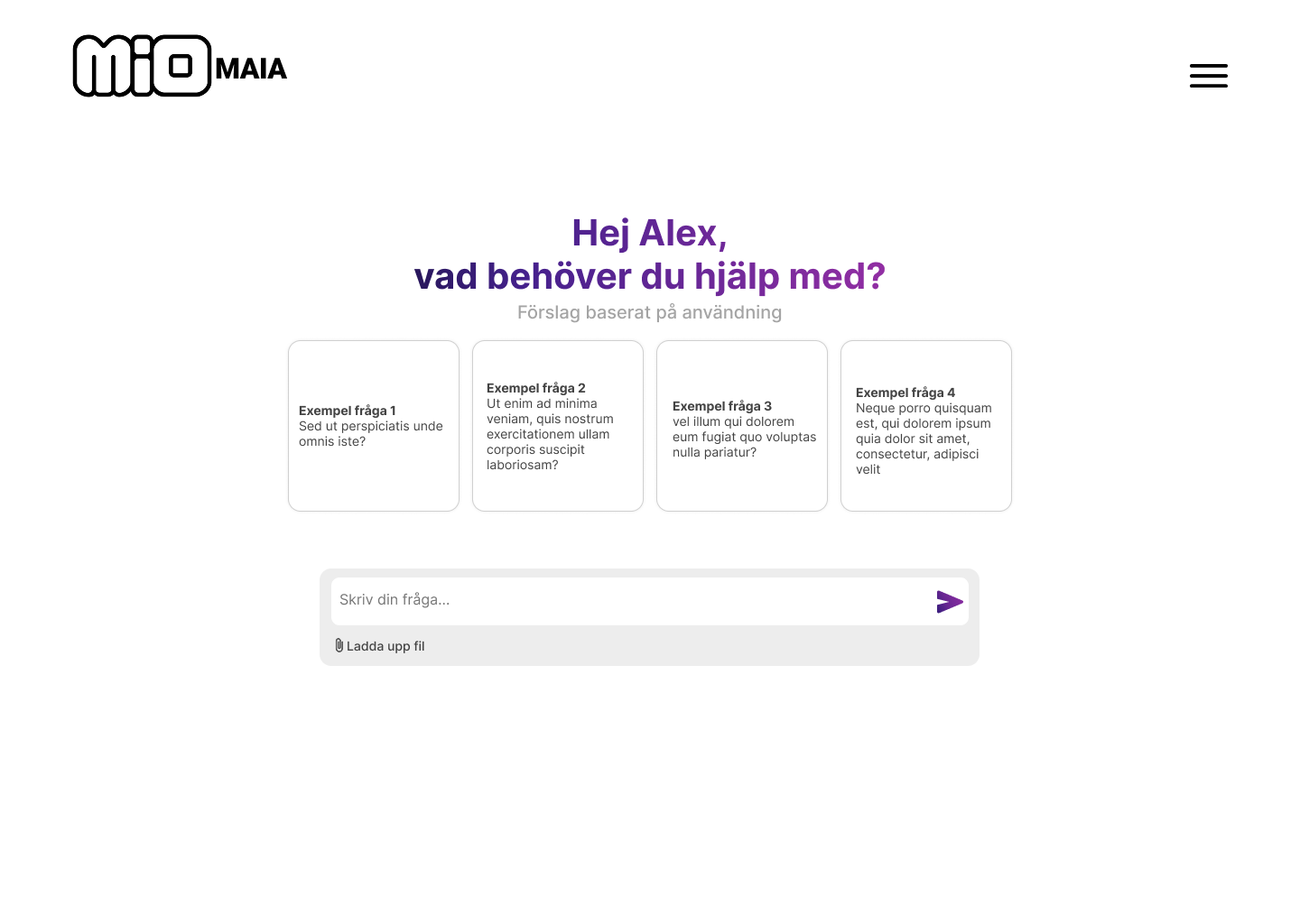 Screenshot of landing page