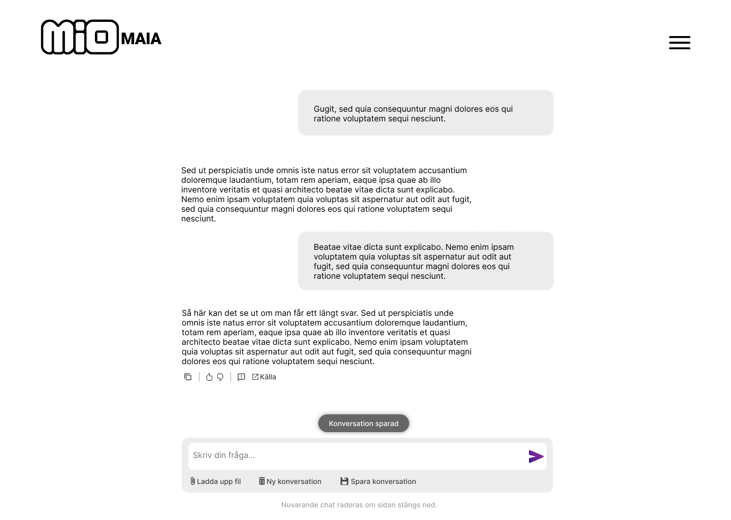 Screenshot of recommendations