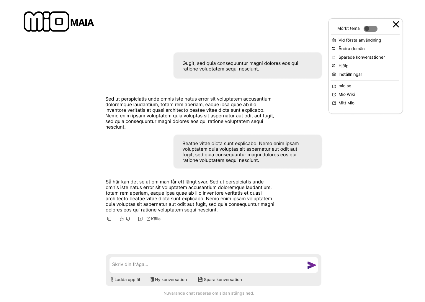 Screenshot of recommendations