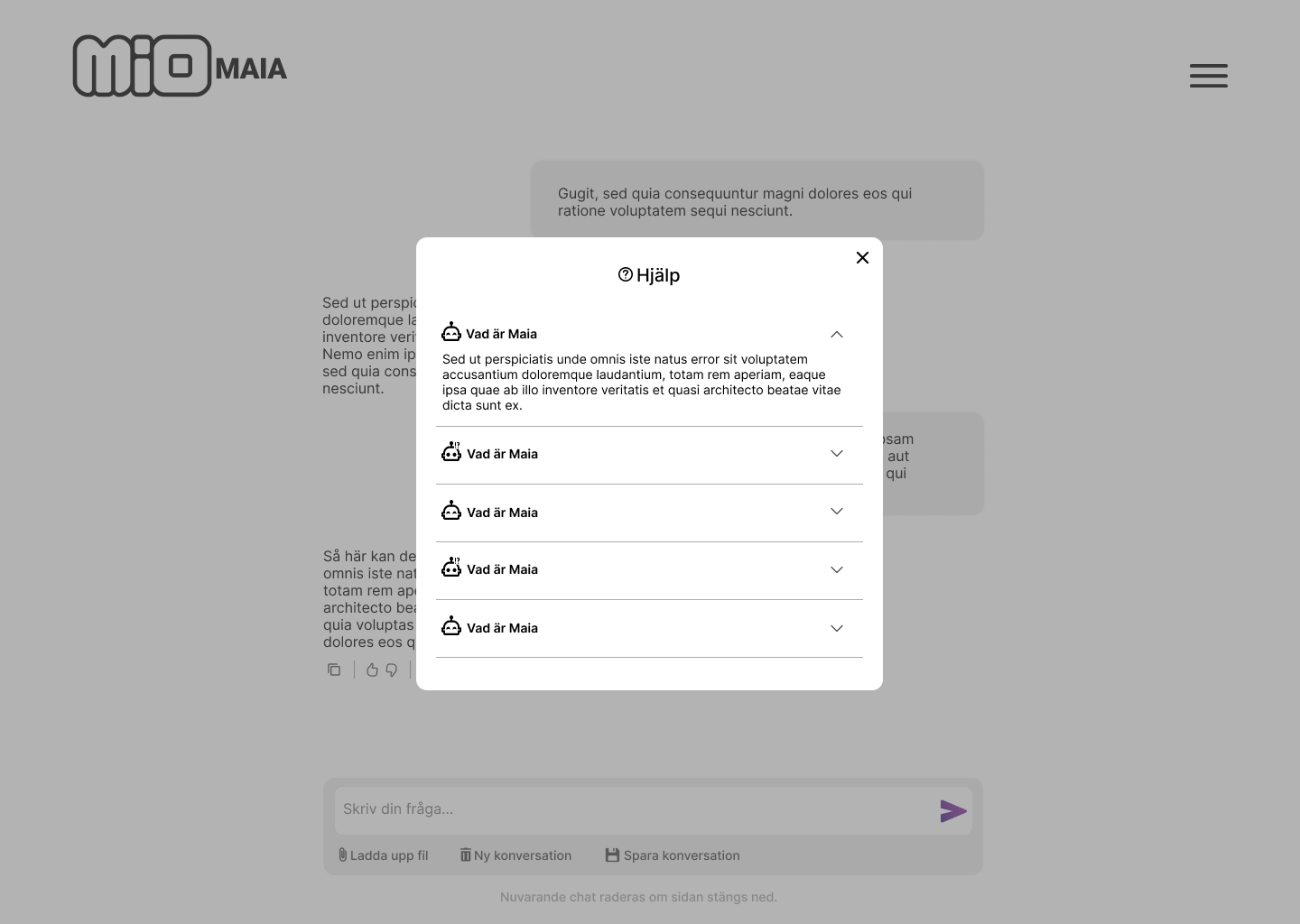 Screenshot of recommendations