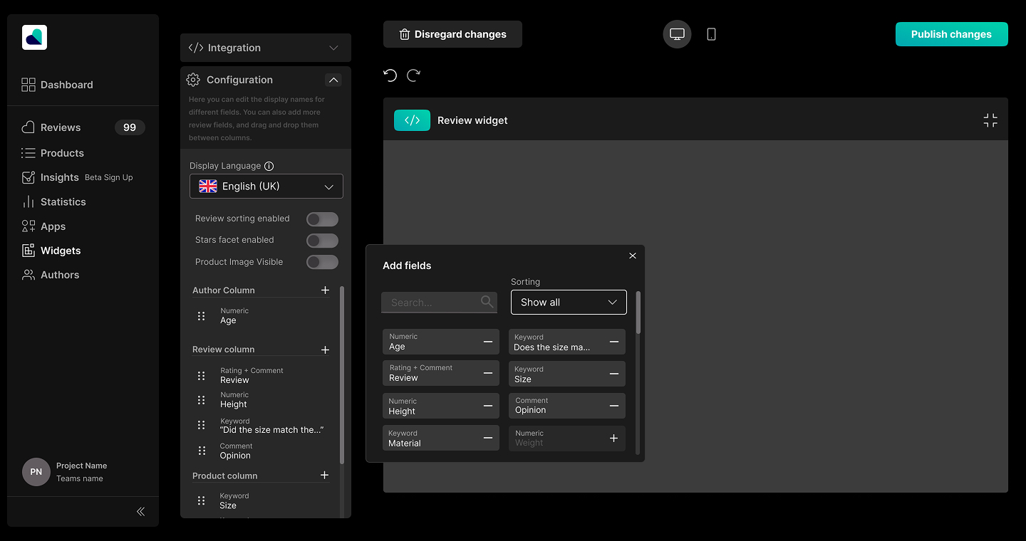 Screenshot of chat flow